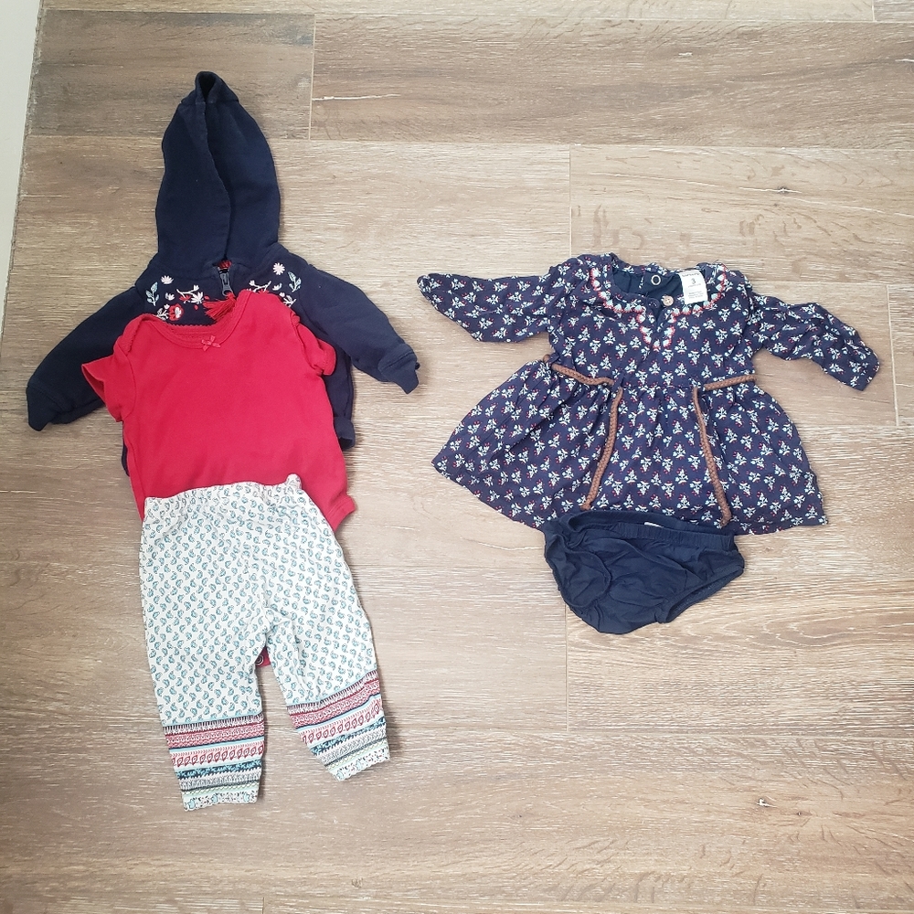 7 Baby Girl Outfits, Size 3M